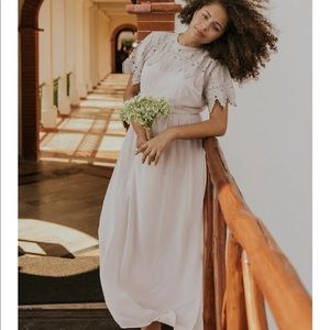 NWT XS Roolee Fiona Lace Dress -Silver